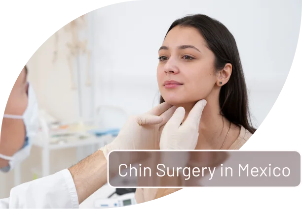 Woman getting chin examined during chin surgery consultation