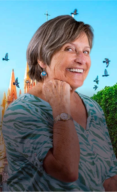 senior woman smiling confidently after a dental crown restoration