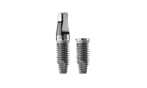 titanium dental implant with abutment close-up shot