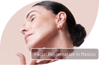Woman reclining with smooth skin and relaxed expression, facial rejuvenetion in Mexico banner