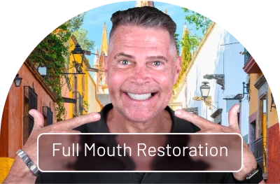 Happy patient in San Miguel de Allende displaying restored teeth following full-mouth dental implant treatment