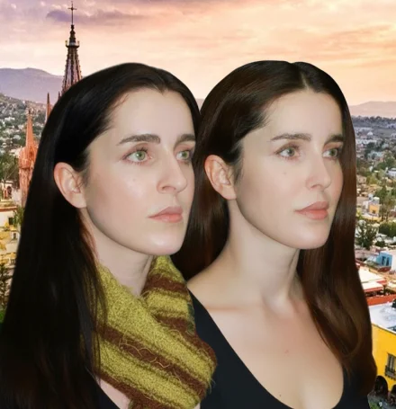 Rhinoplasty before-and-after profile with San Miguel de Allende skyline. Medical tourism in Mexico.