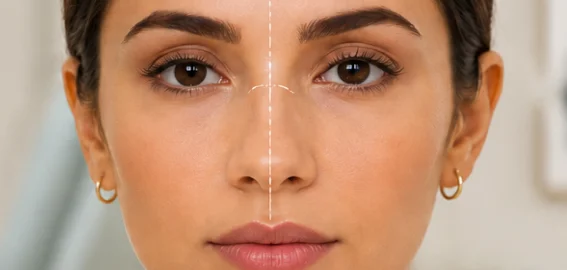 Side profile example of mentoplasty surgery working zones